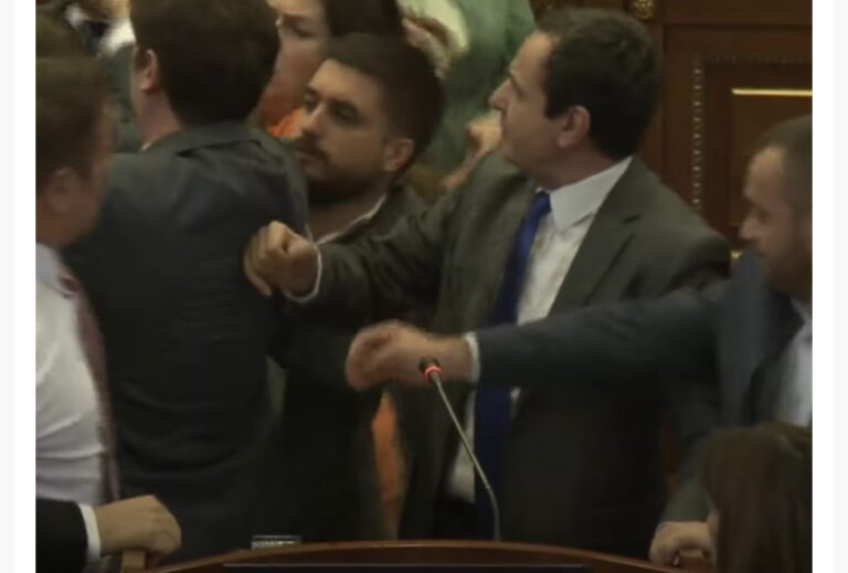 Rrahje fizike, sharje e fyerje në Kuvendin e Kosovës, Kurti duke mbajtur fjalim